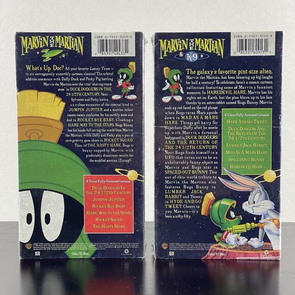 Lot of 2 VHS Marvin the Martian Space Tunes, & K-9 50 Years on Earth, New Sealed - Picture 3 of 11